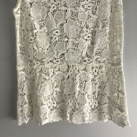 Cabi #800 Size Medium Open Needle Lace Floral Peplum Sheer Tank Exposed Zipper - Picture 3 of 16